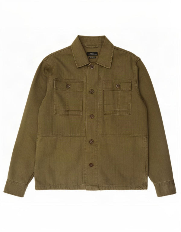 Zara Mens Relaxed Fit Utility Jacket UK 38 Medium Caqui Algodón