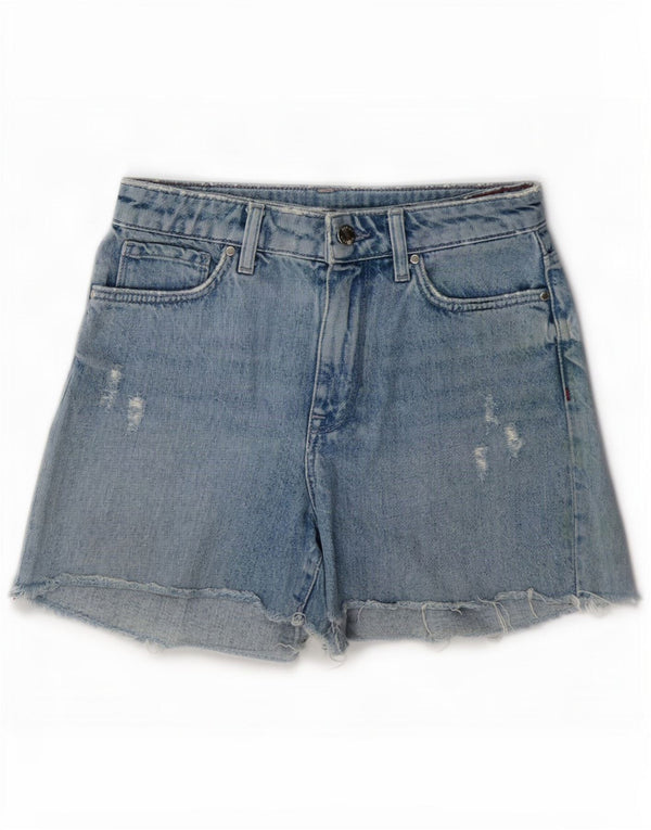 Tommy Hilfiger Shorts De Mezclilla Desgastados De Cintura Alta Para Mujer W27 Small Blue