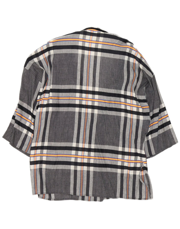 Vintage mujer 3/4 manga doble pecho Blazer chaqueta Reino Unido 18 XL gris comprobar