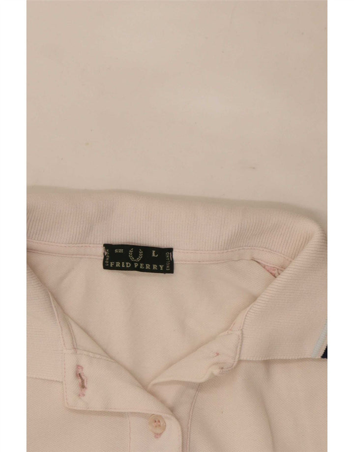 Fred Perry Polo para mujer UK 44 Grande Blanco Rayas