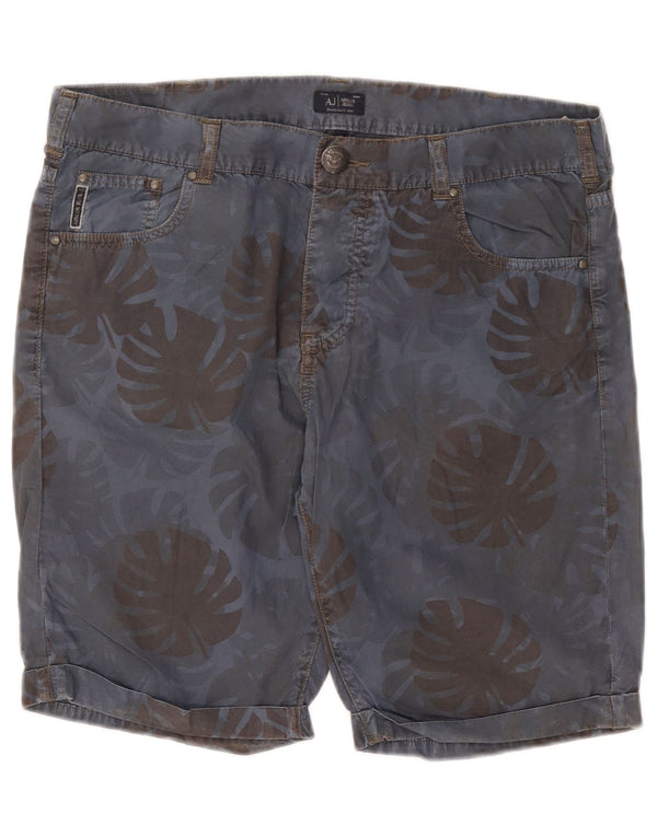 Armani Pantalones cortos casuales para hombre EU 50 Large W36 Azul marino Algodón floral