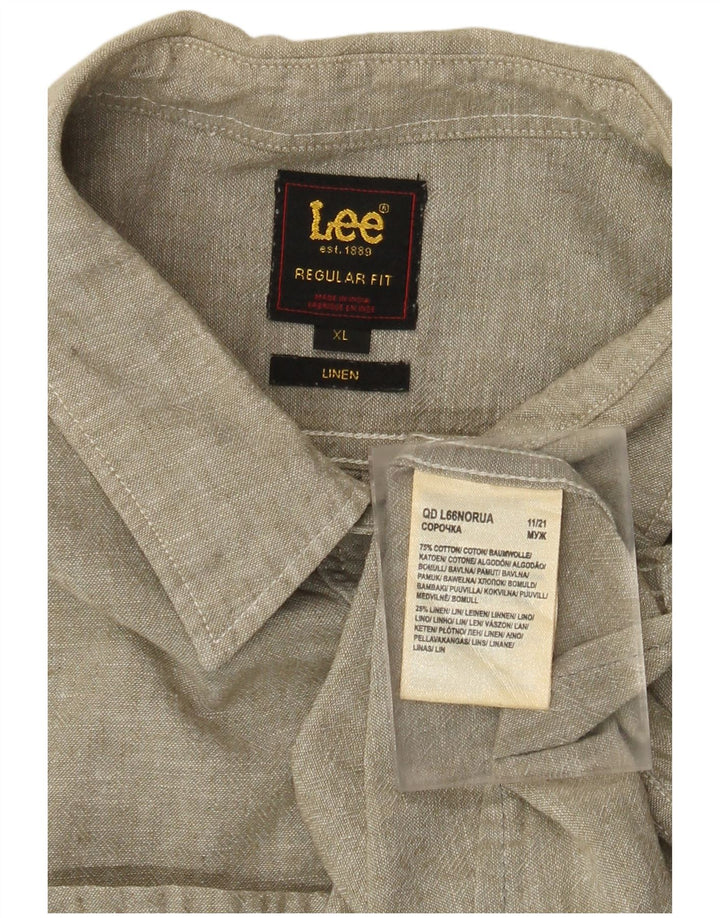 Camisa Lee Regular Fit XL Algodón Verde Hombre