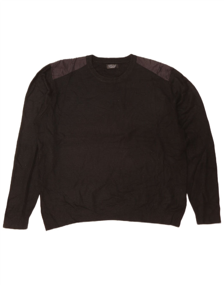 Zara Hombre Jersey Cuello Redondo Jersey XL Acrílico Negro