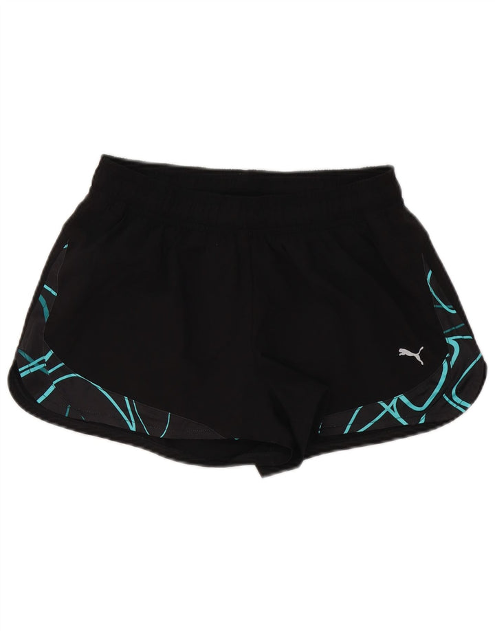 Puma Pantalones cortos deportivos para mujer UK 12 Mediano Negro Geométrico