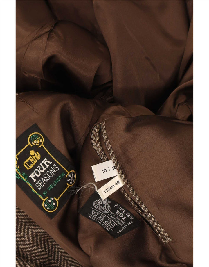 Chaqueta tipo blazer de 2 botones para hombre Four Seasons UK 48 4XL Lana en espiga marrón