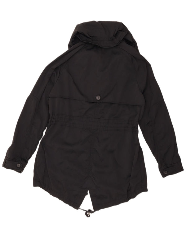 ZARA Mujer Parka Extragrande Con Capucha UK 40 Small Negro