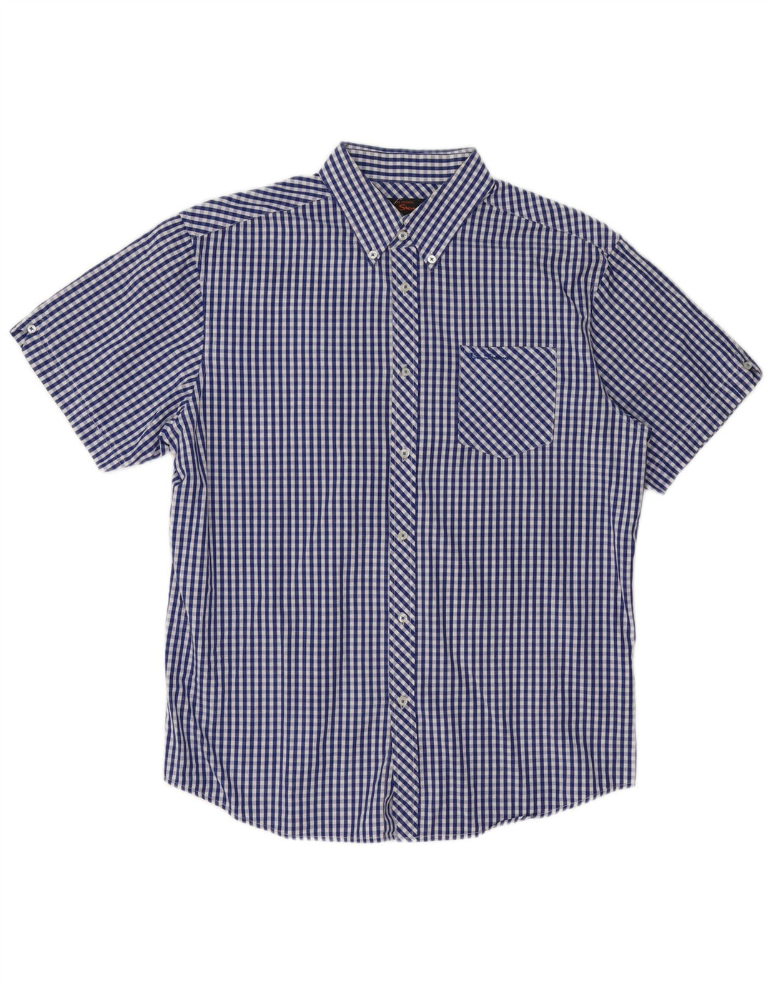 BEN SHERMAN Camisa de manga corta para hombre XL Algodón a cuadros azul