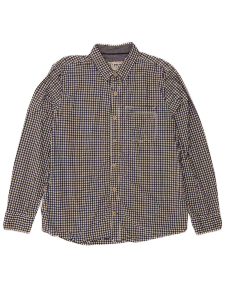Camisa Hombre Fat Face XL Algodón Vichy Azul Marino