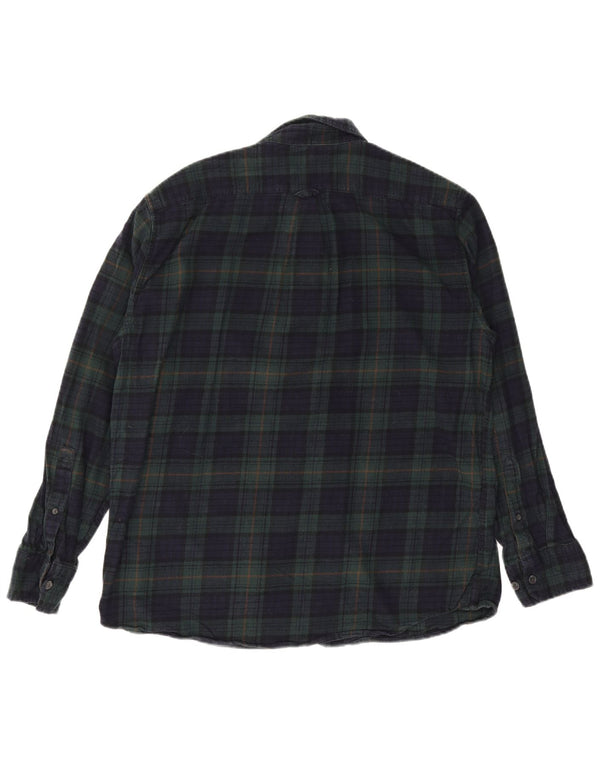 EDDIE BAUER Camisa de franela para hombre Algodón a cuadros azul marino grande