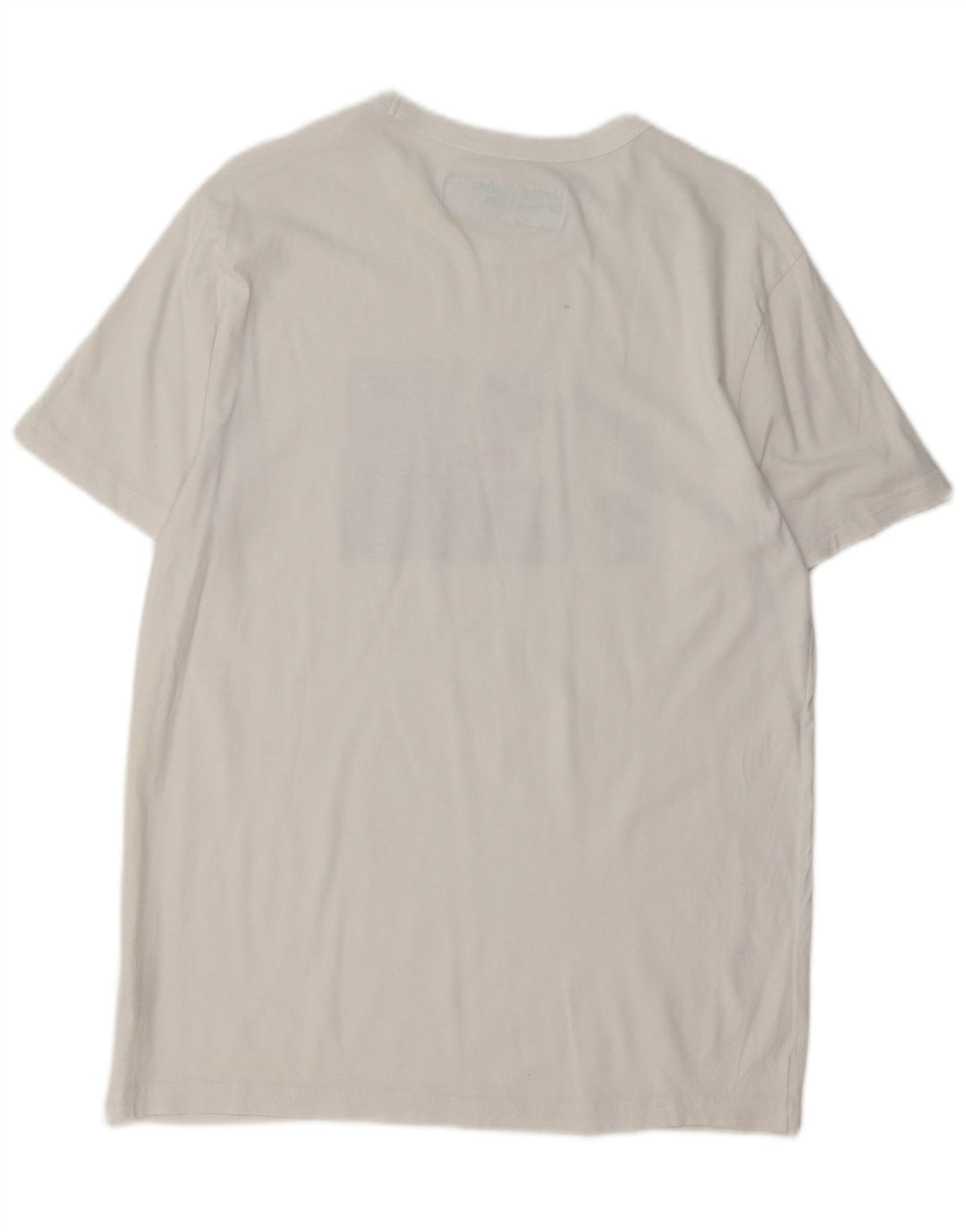 Benetton Hombre Camiseta Estampada Grande De Algodón Blanco