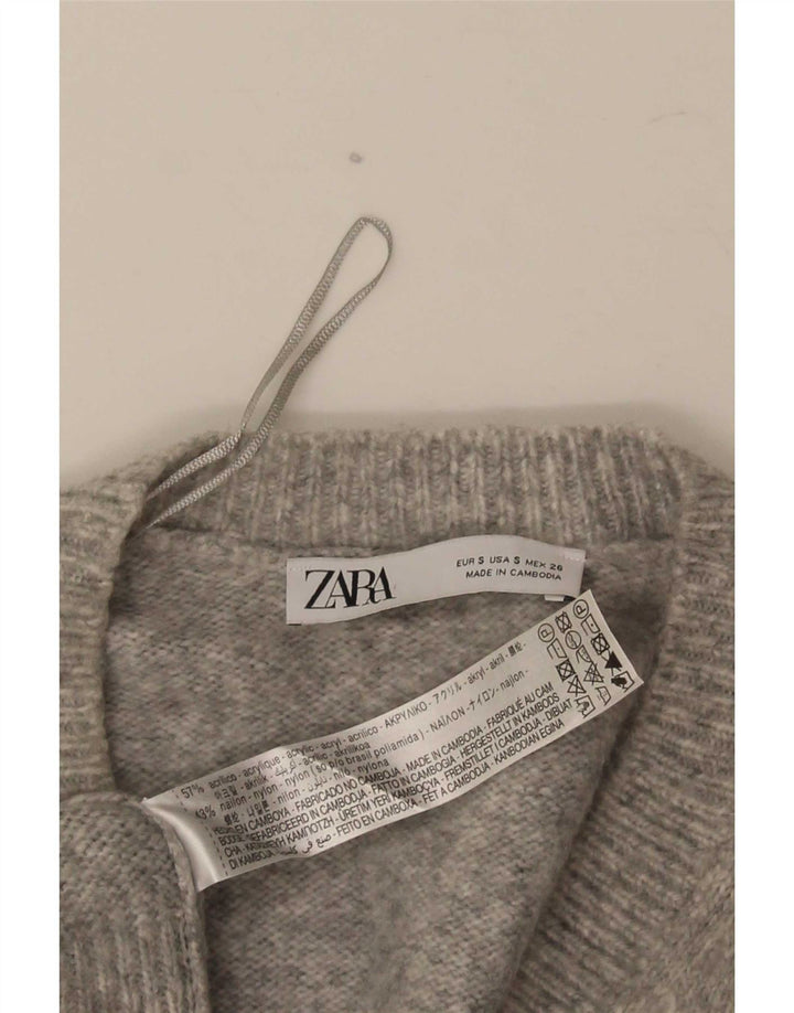 Zara Hombre Jersey Con Cuello En V Jersey Pequeño Gris Acrílico