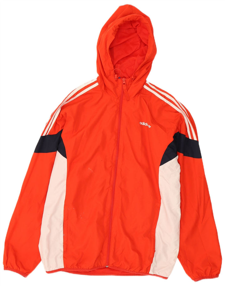 Adidas - Chaqueta de chándal con capucha para hombre, color rojo medio, poliéster color block