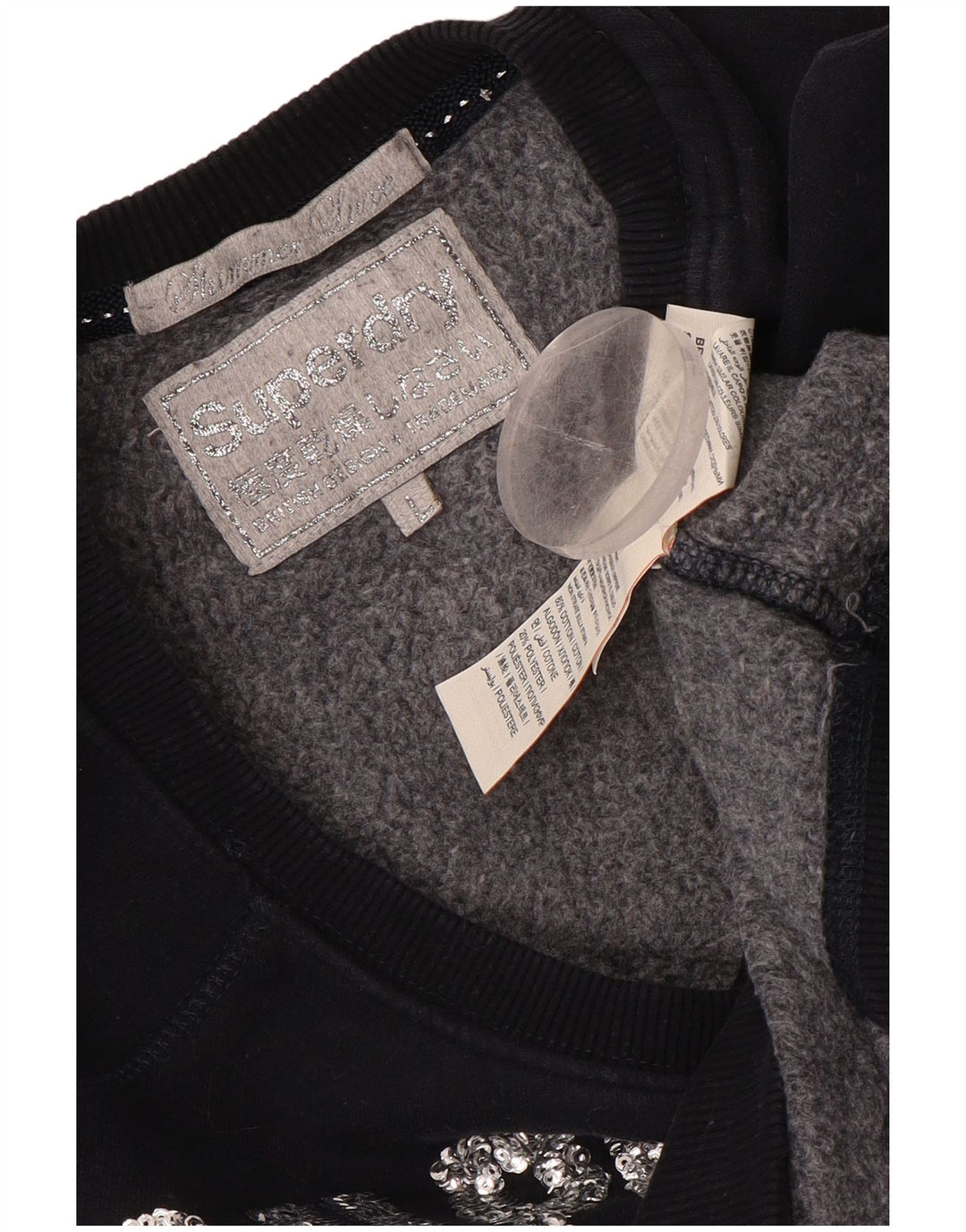 SUPERDRY Mujer Track & Field Crop Sudadera Jumper UK 46 Grande Azul Marino