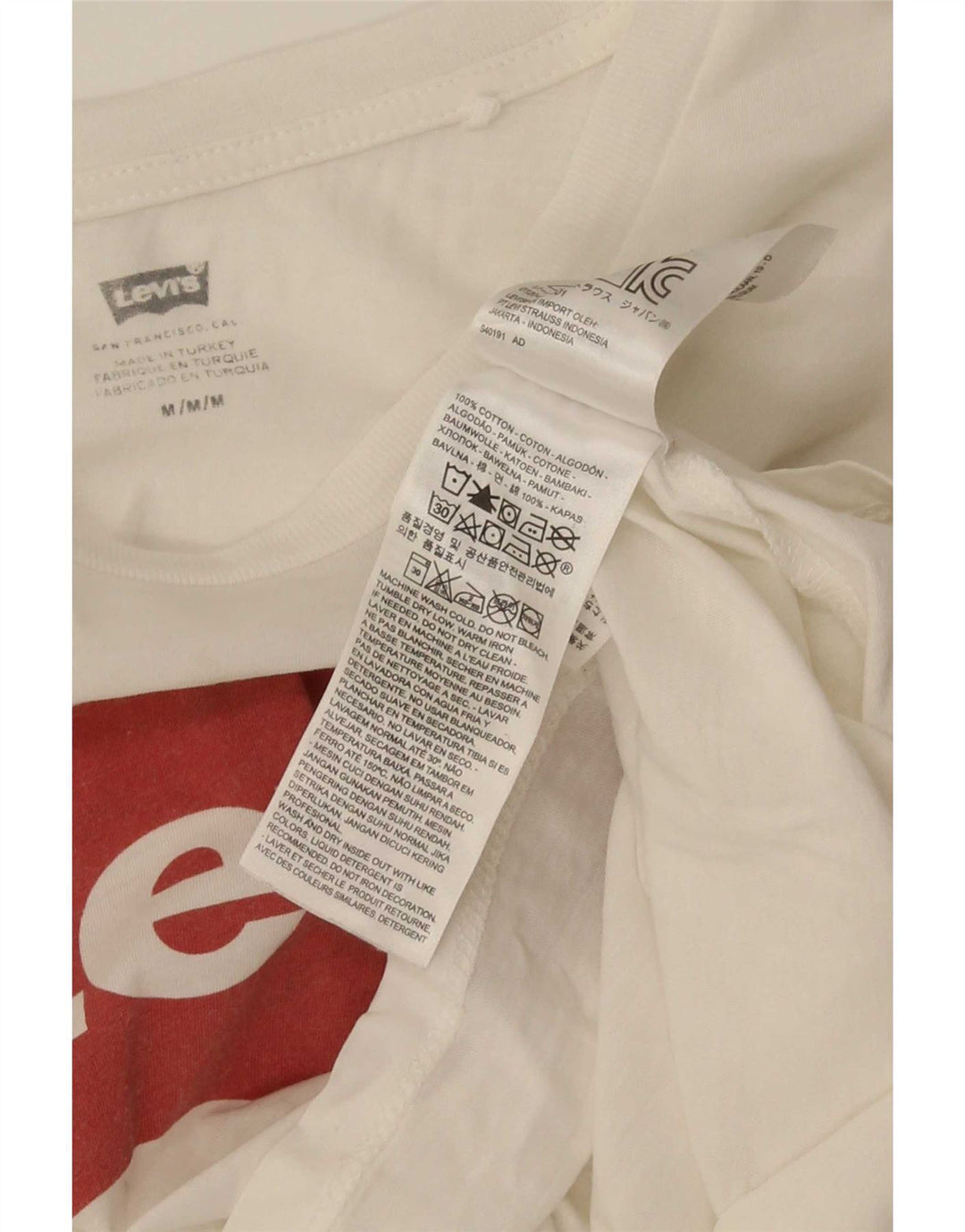 Levi's Camiseta gráfica para mujer Top UK 12 Medium White Cotton