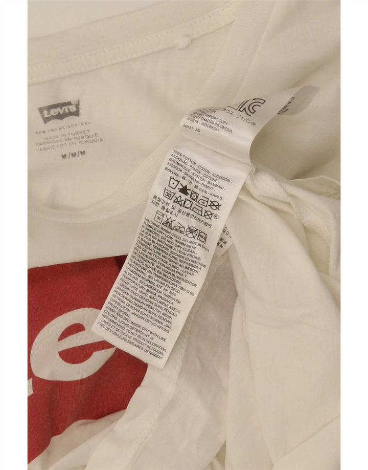 Levi's Camiseta gráfica para mujer Top UK 12 Medium White Cotton