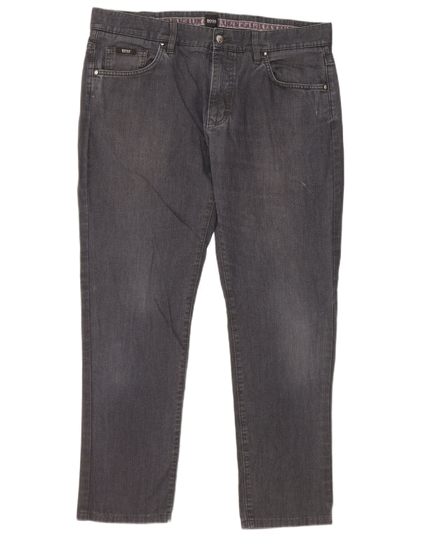 Hugo Boss Mens Tapered Jeans W34 L28 Grey Cotton