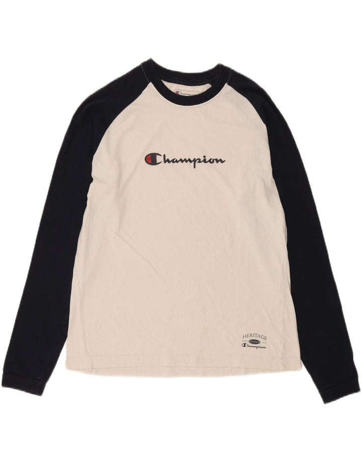 Champion Heritage Graphic Top De Manga Larga Con Bloques De Color Blanco Mediano