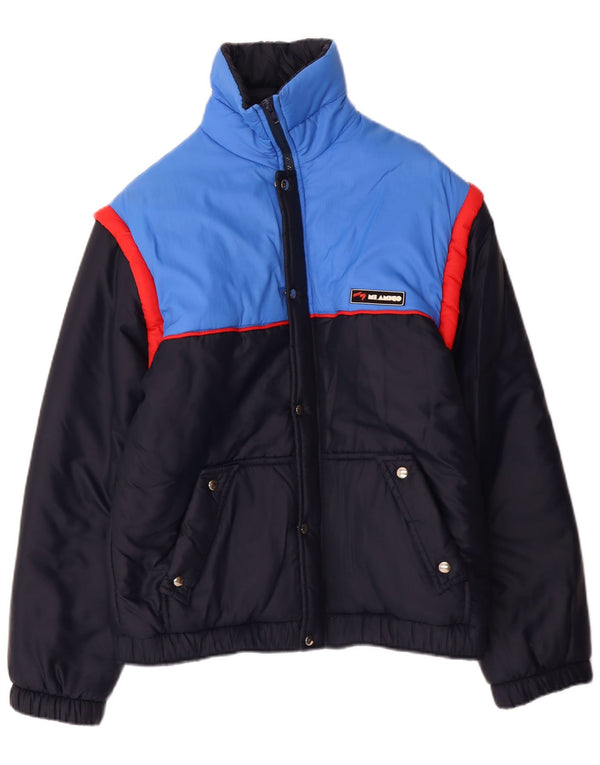 Chaqueta acolchada vintage para hombre IT 44 XS Azul marino Colorblock Acrílico