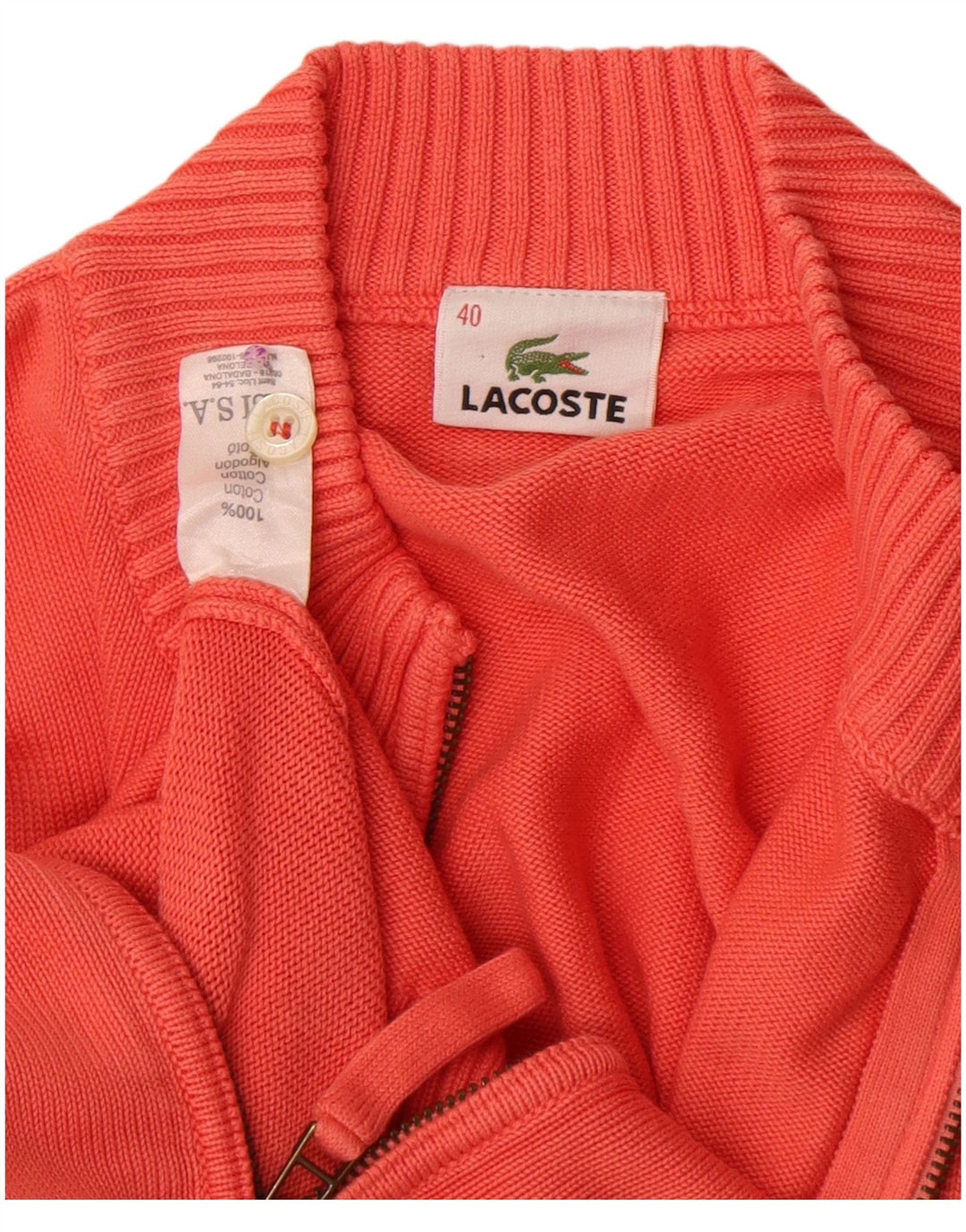Suéter tipo cárdigan para mujer Lacoste Talla 40 Algodón naranja mediano