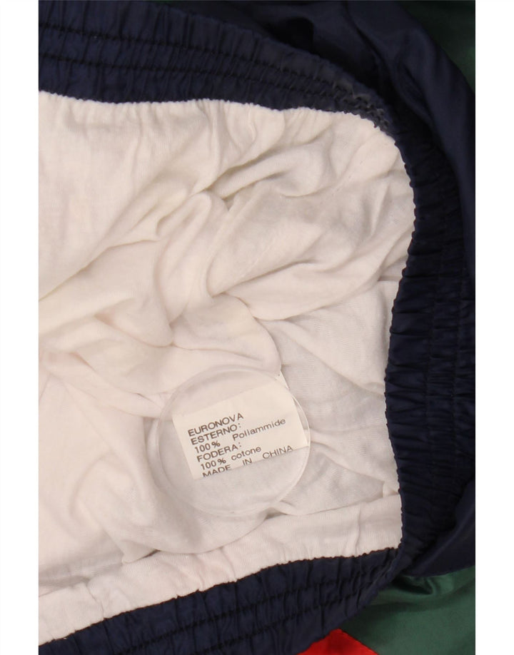 VINTAGE Chaqueta superior de chándal para hombre Bloque de color multicolor grande