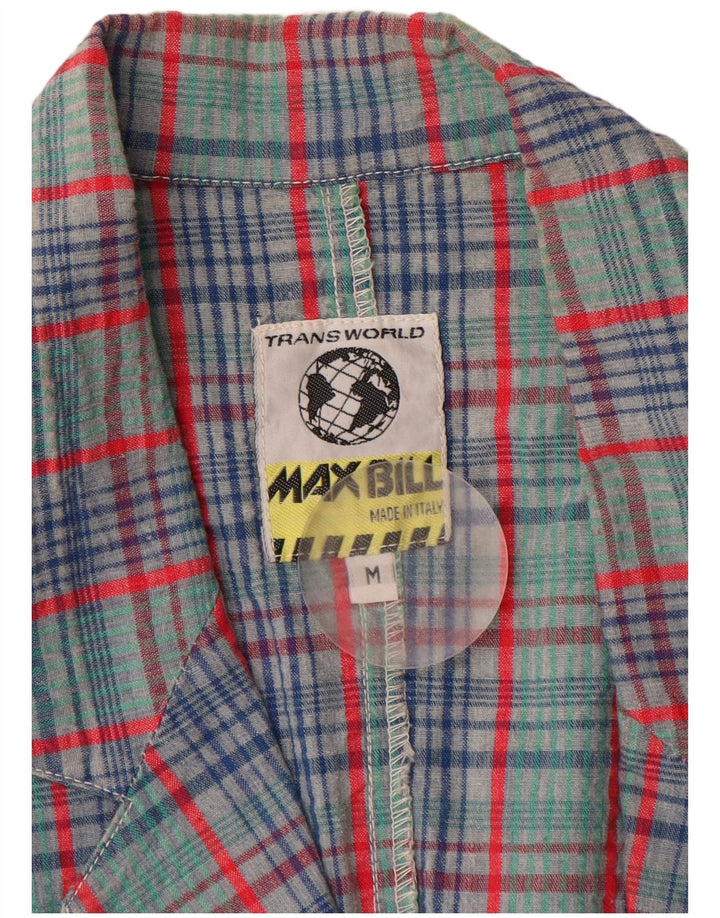 VINTAGE Chaqueta Blazer de 2 botones para hombre Reino Unido 38 Algodón a cuadros verde medio