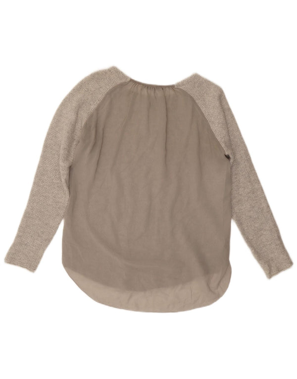 Zara Mujer Top Manga Larga UK 42 Gris Medio