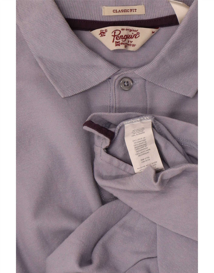 Polo Penguin de corte clásico con gráfico para hombre de algodón azul medio