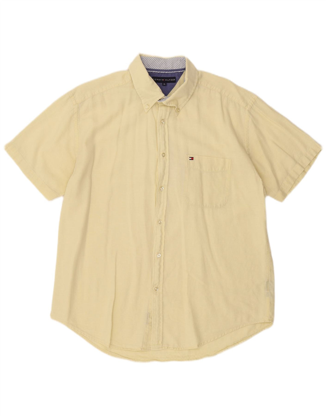 Tommy Hilfiger Camisa Manga Corta Hombre XL Amarillo Algodón