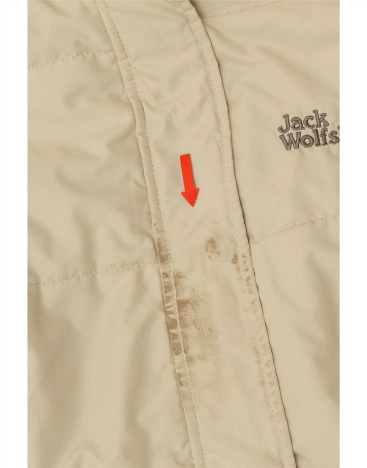 JACK WOLFSKIN Womens Padded Coat UK 12/14 Medium Beige Polyester Vintage Jack Wolfskin and Second-Hand Jack Wolfskin from Messina Hembry 