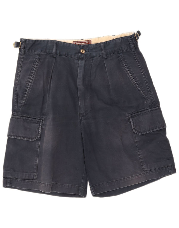 Marlboro Classics Mens Cargo Shorts EU 48 Medium W32 Navy Blue Cotton