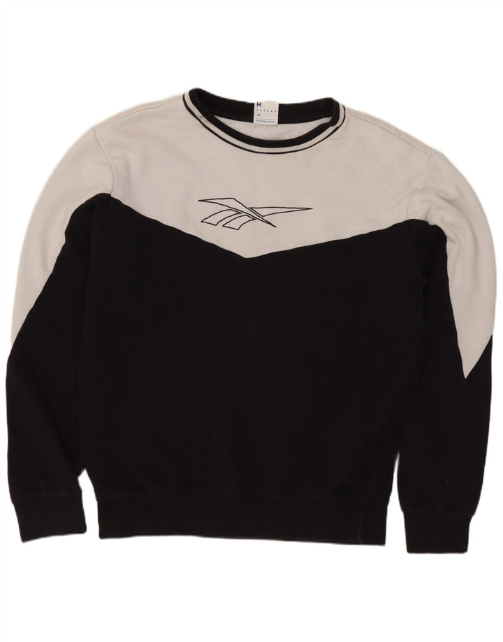 REEBOK Hombre Sudadera Gráfica Jersey Mediano Negro Colorblock Algodón