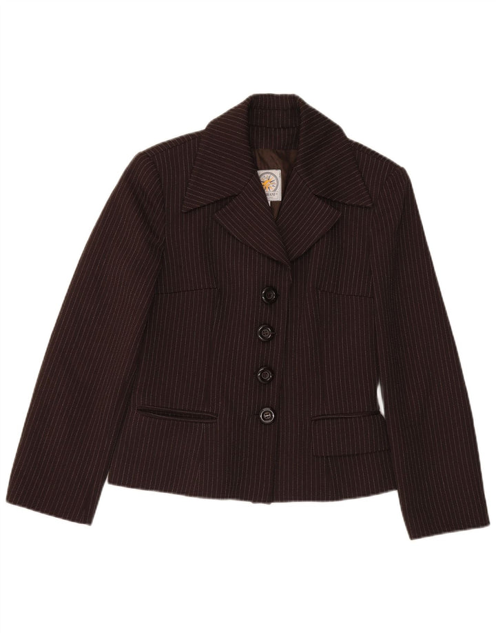 I Gabbiani Chaqueta Blazer De 4 Botones Para Mujer IT 44 Rayas Marrón Medio