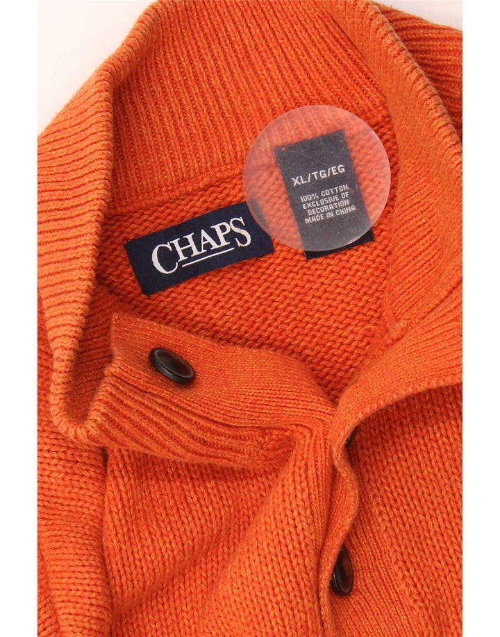 Chaps Hombre Botón Cuello Jersey Jersey XL Naranja Rayas Algodón