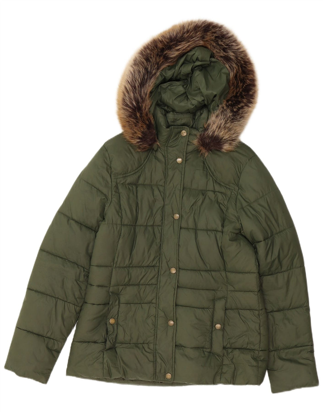 Barbour Chaqueta Acolchada Con Capucha Para Mujer UK 12 Poliéster Verde Medio