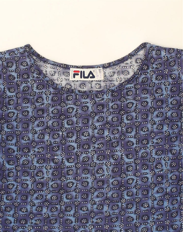 FILA Womens Crop Top IT 44 Medium Blue Floral | Vintage Fila | Thrift | Second-Hand Fila | Used Clothing | Messina Hembry 