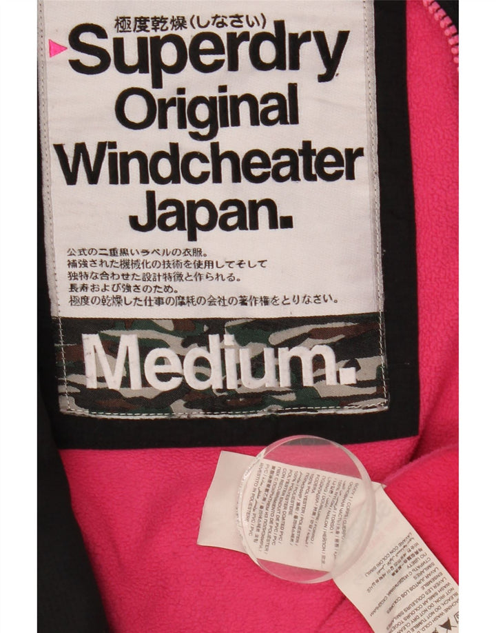 Superdry Chaqueta cortavientos con estampado Windcheater para mujer, talla 44, talla M, color negro
