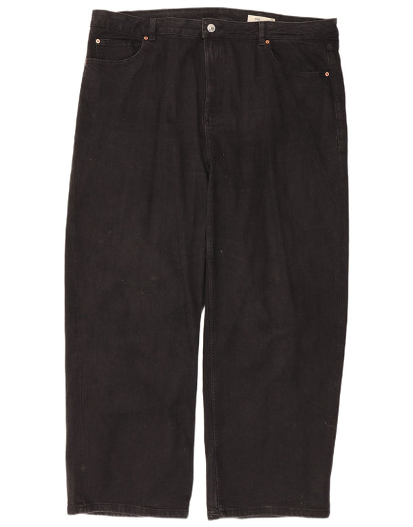 Marks & Spencer Vaqueros de pierna ancha para mujer UK 22 3XL W42 L29 Algodón negro