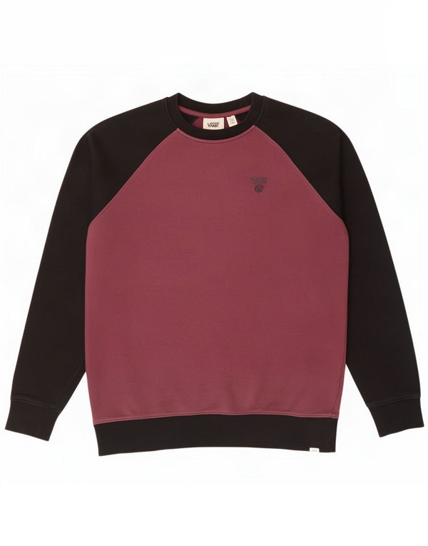 Vans Hombre Sudadera Jumper Small Borgoña Colorblock Algodón
