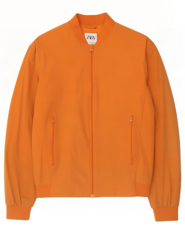Zara Hombre Cazadora Bomber ES 38 Mediana Naranja Nylon