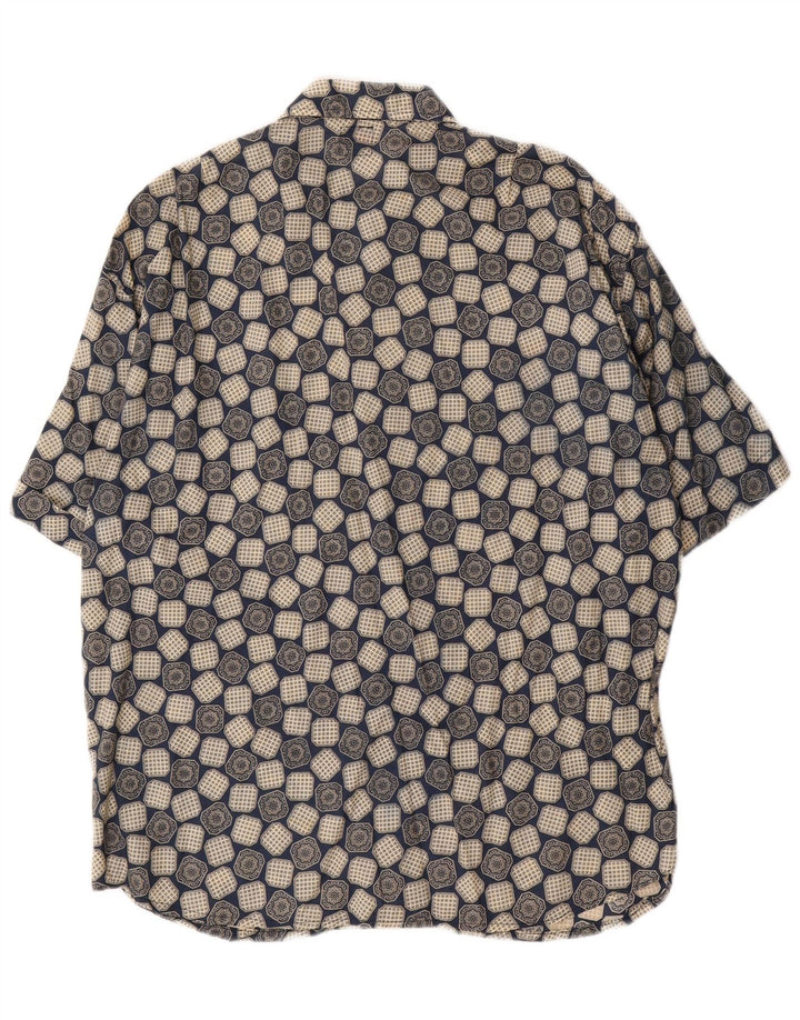 Boneville Camisa de manga corta para hombre grande azul geométrico