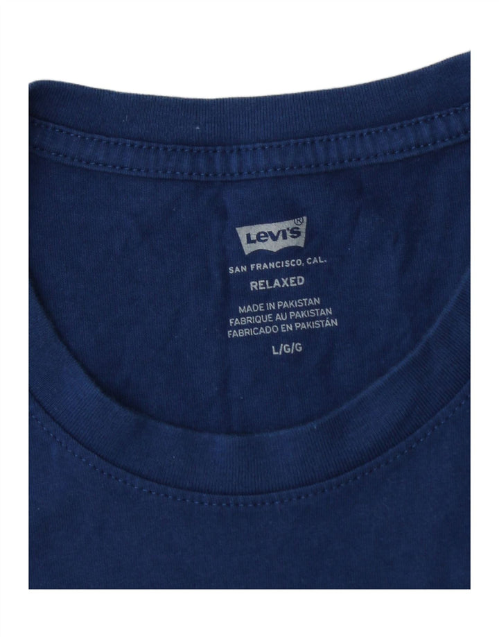 LEVI'S Camiseta con gráfico relajado para hombre, talla grande, azul marino