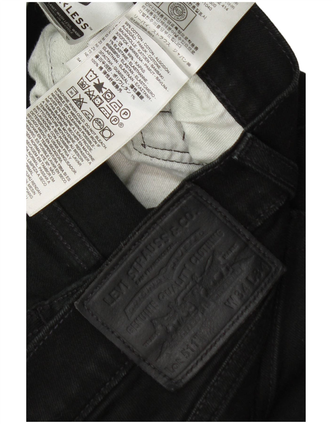 Levi's Hombre 511 Slim Jeans W34 L34 Algodón Negro