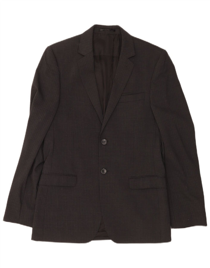 Dkny Chaqueta tipo blazer de 2 botones para hombre UK 38 Lana a rayas gris medio