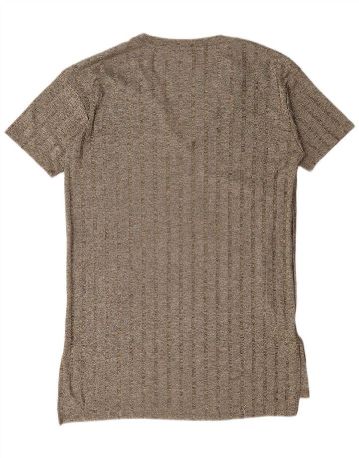 Zara Vestido estilo camiseta extragrande para mujer, talla 44, color gris medio a rayas
