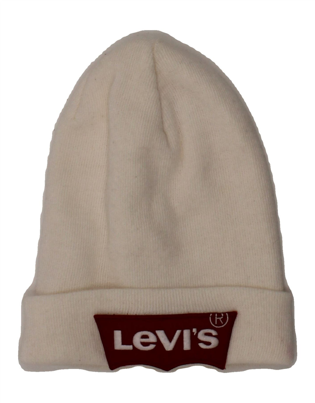 LEVI'S Mens Graphic Beanie Hat One Size White Acrylic Classic Vintage Levi's and Second-Hand Levi's from Messina Hembry 