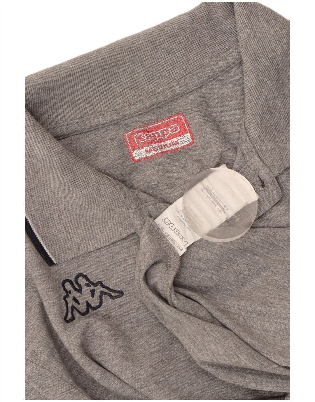 KAPPA Polo de manga larga para hombre de algodón moteado gris medio