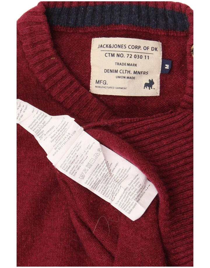 JACK & JONES Jersey de cuello redondo para hombre de algodón burdeos medio