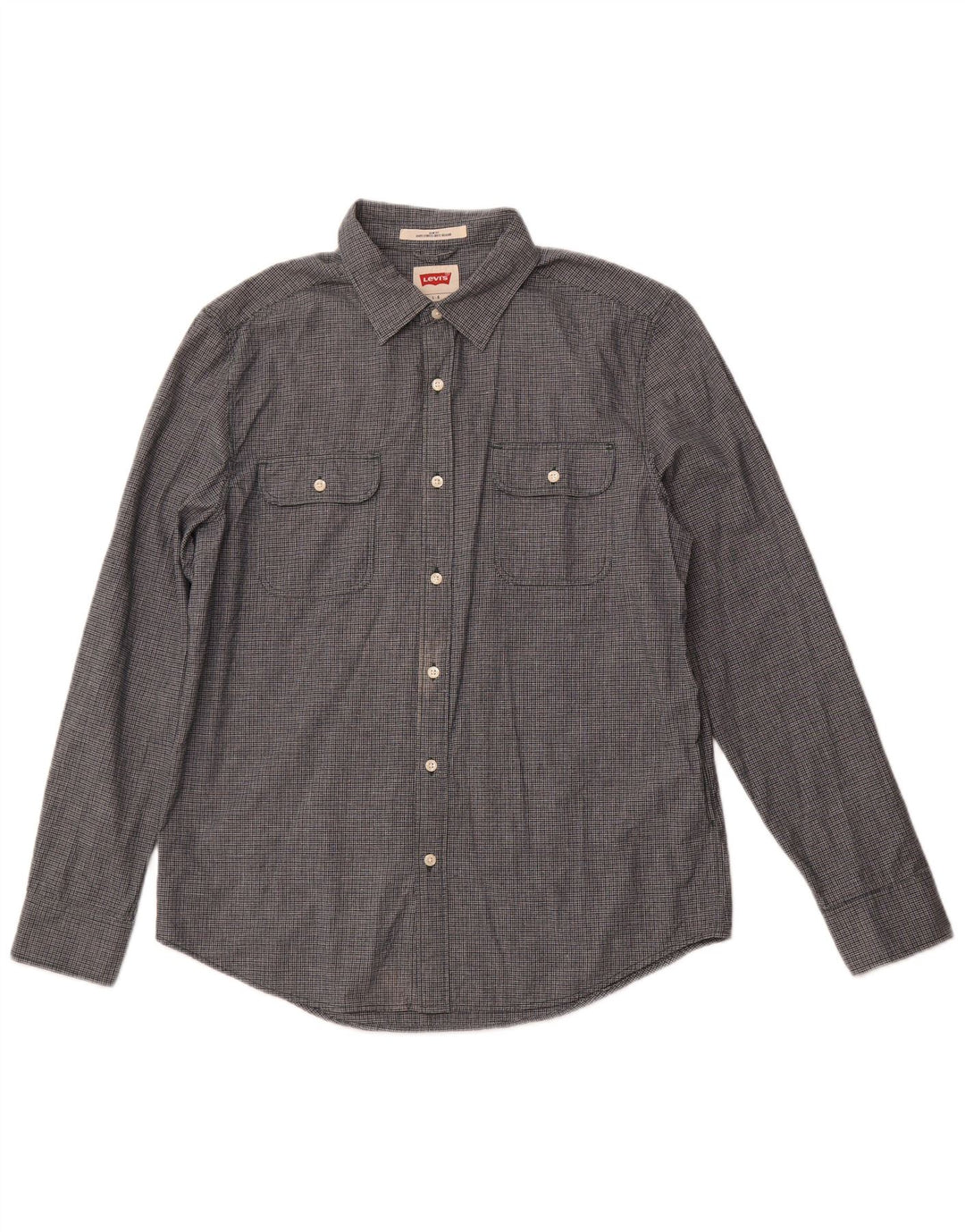 LEVI'S Camisa ajustada para hombre de algodón a cuadros azul marino grande