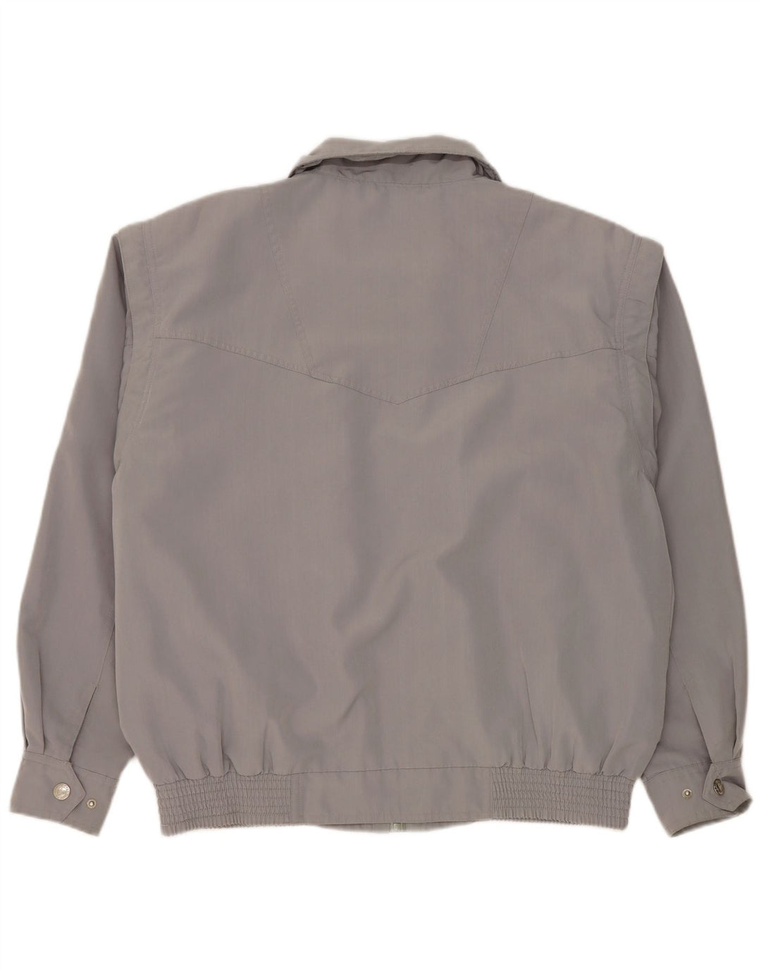 Vintage hombres suelta ajuste bombardero chaqueta Reino Unido 38 poliéster gris medio