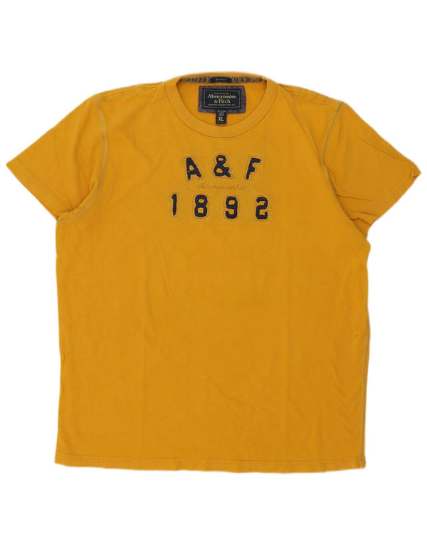 Abercrombie & Fitch Camiseta con estampado musculoso para hombre Top XL Algodón amarillo